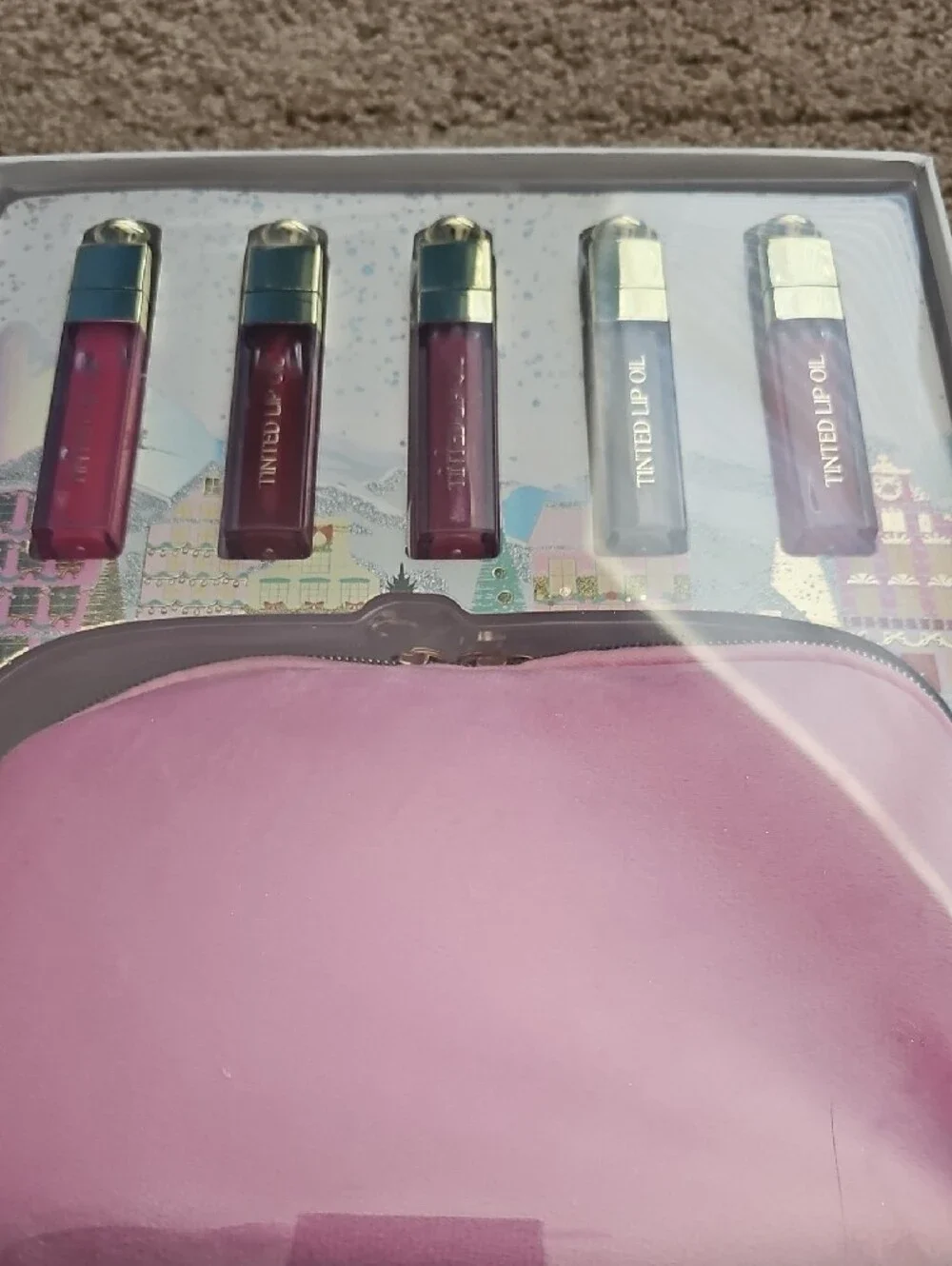 Holiday Lip Oil Mini Set with Pink Pouch